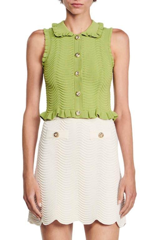 sandro Lina Ruffle Sleeveless Crop Sweater Product Image