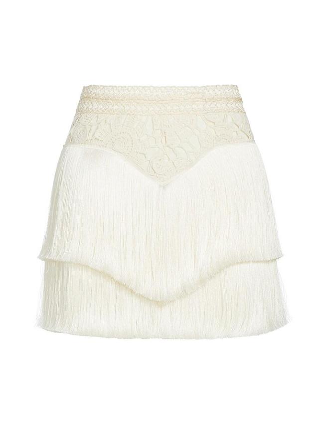 Womens Crocheted Fringe Miniskirt Product Image