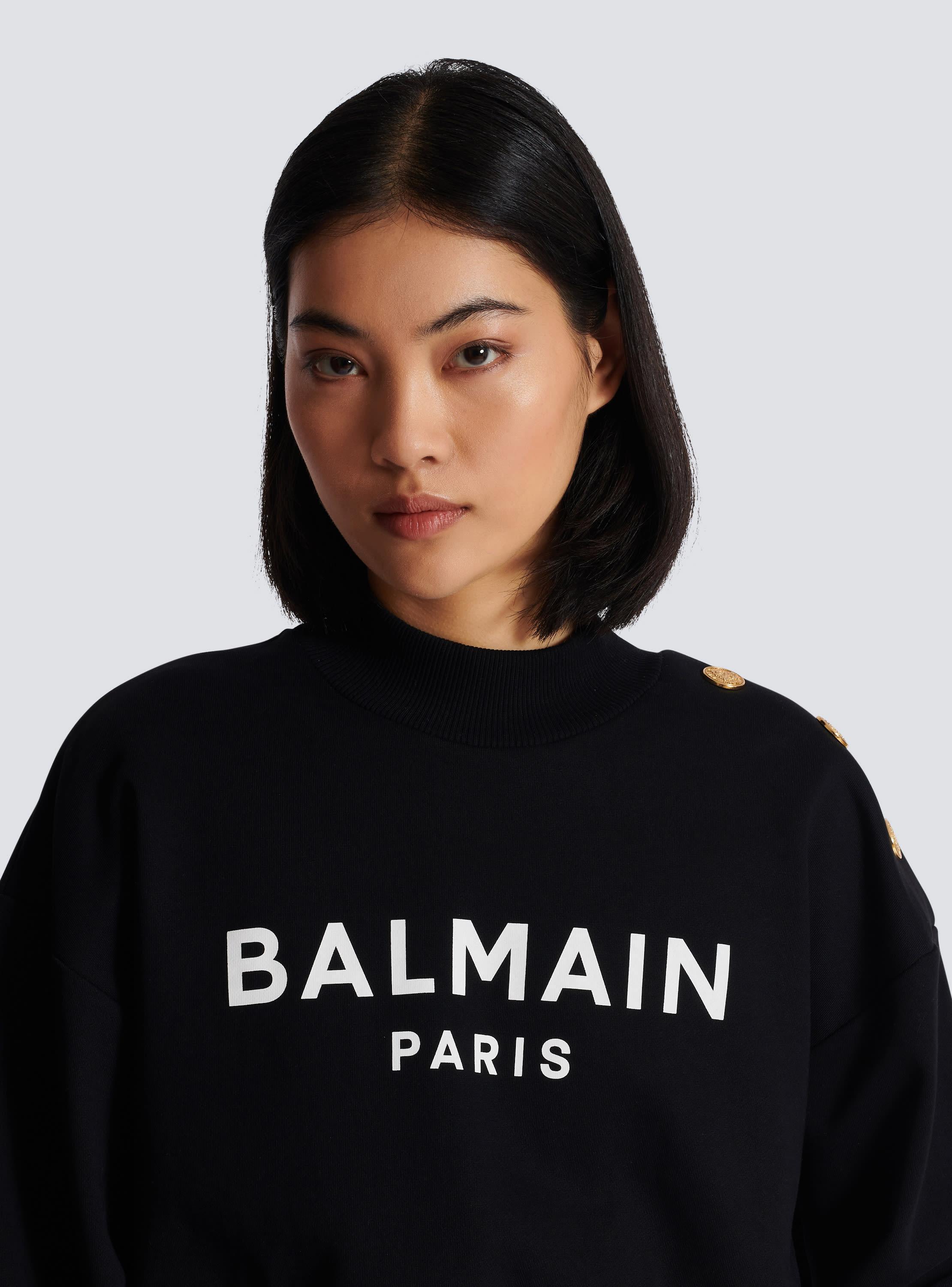 Cropped sweatshirt with Balmain Paris print Product Image