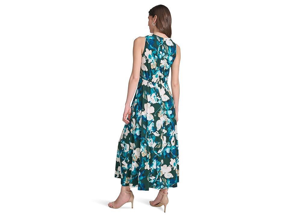 Calvin Klein Matte Jersey Printed Front Knot Dress (Malachite ) Women's Dress Product Image