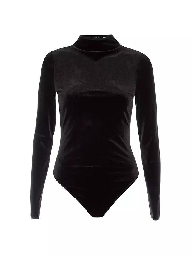 Womens Velvet Long-Sleeve Bodysuit Product Image