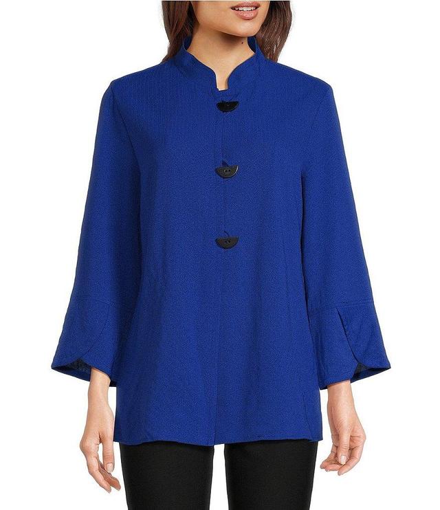 Ali Miles Woven Soft Collar 3/4 Sleeve Split Cuff Button Front Tunic Product Image