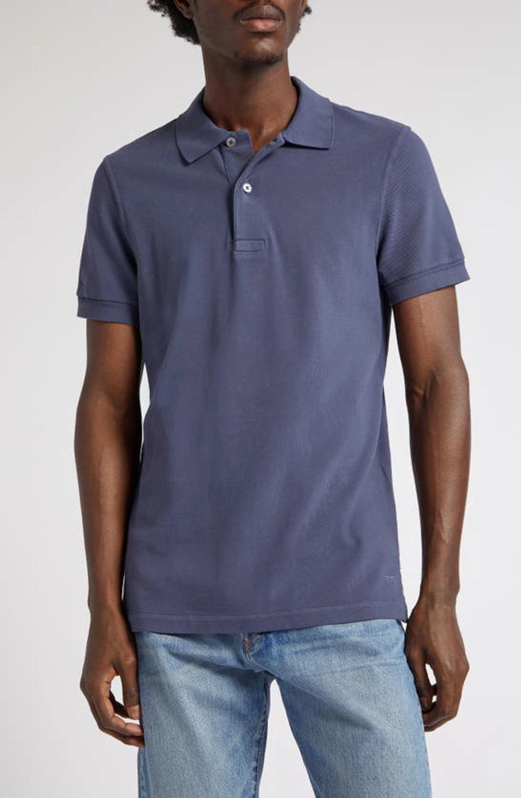 Garment-dyed Cotton-piqué Polo Shirt In Navy Product Image