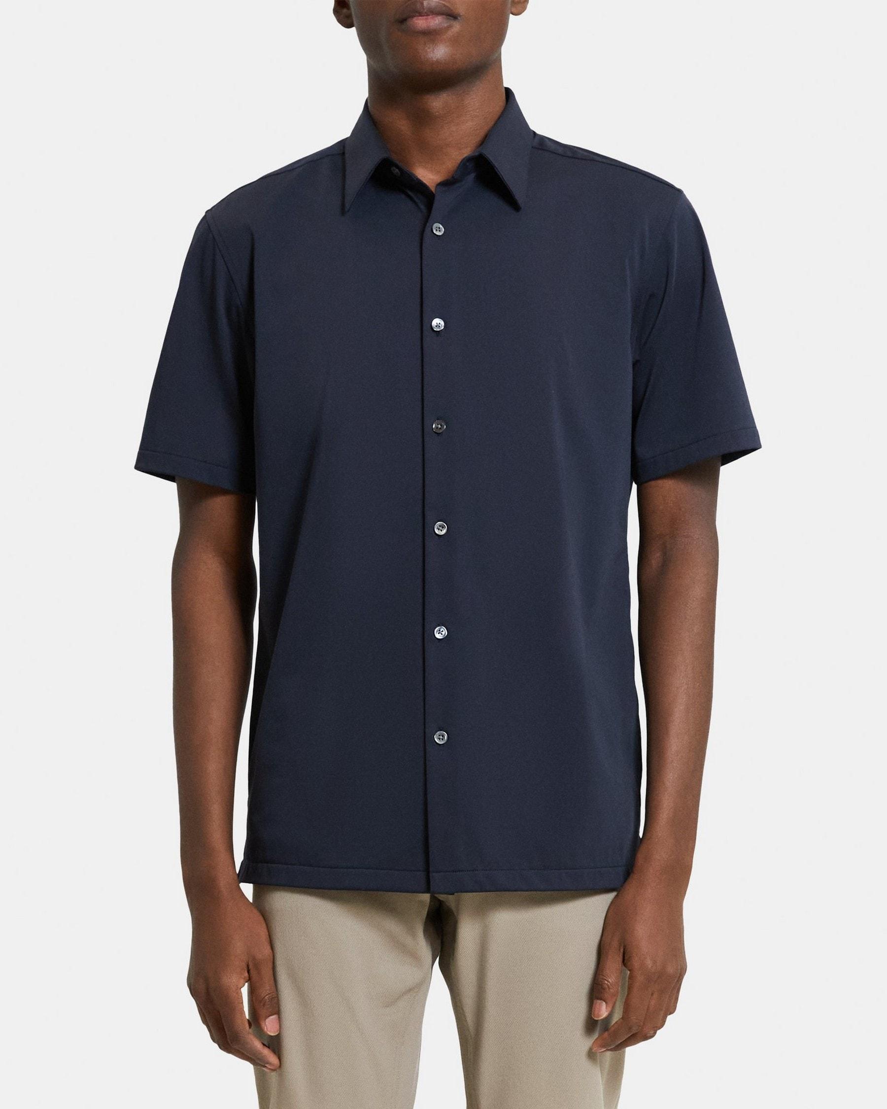 Standard-Fit Short-Sleeve Shirt in Structure Knit Product Image