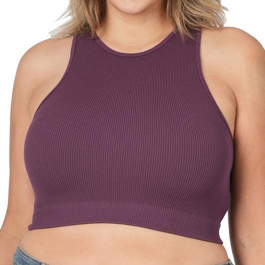 Plus Cropped And Ribbed Racerback Top- 3 Colors Product Image