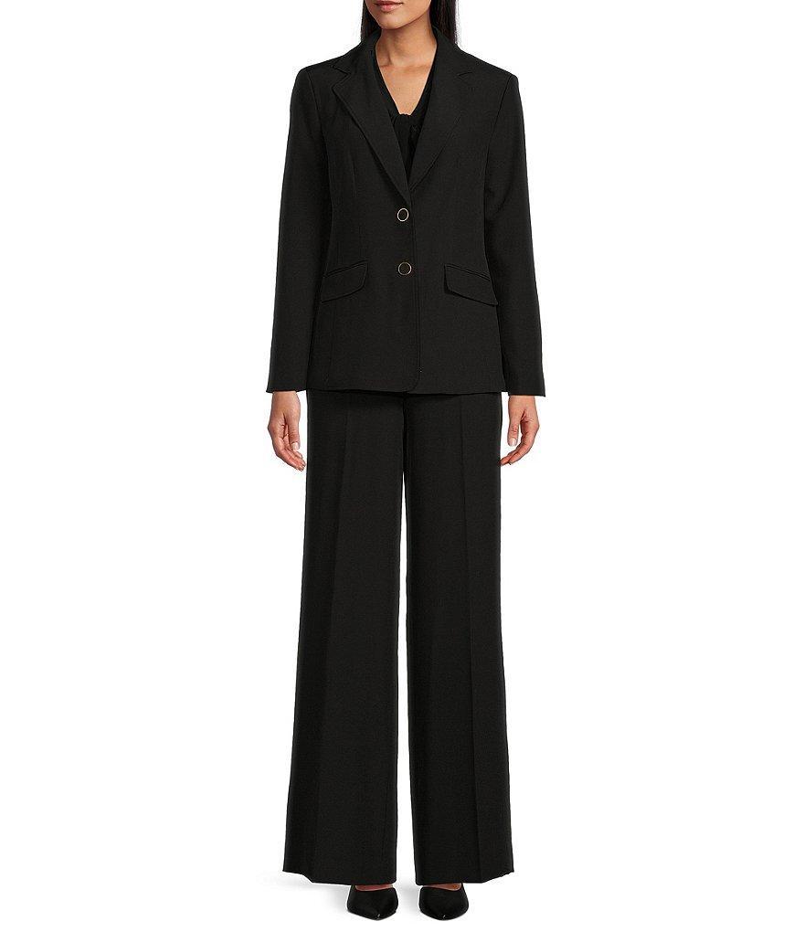 Nipon Boutique Crepe Notch Lapel Collar Long Sleeve Button Front Jacket Pant Set Product Image