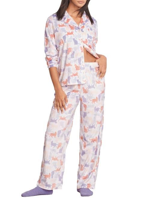 Karen Neuburger Novelties Long Sleeve Minky Fleece Girlfriend PJ Set with Socks (Mint Pin Dot) Women's Pajama Sets Product Image