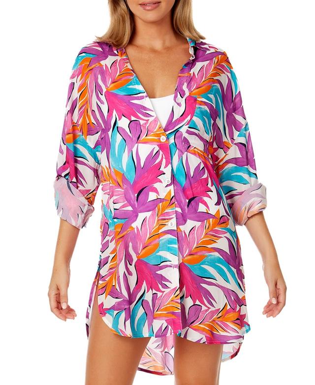 Anne Cole Womens Boyfriend Button-Down Tunic Cover-Up Product Image