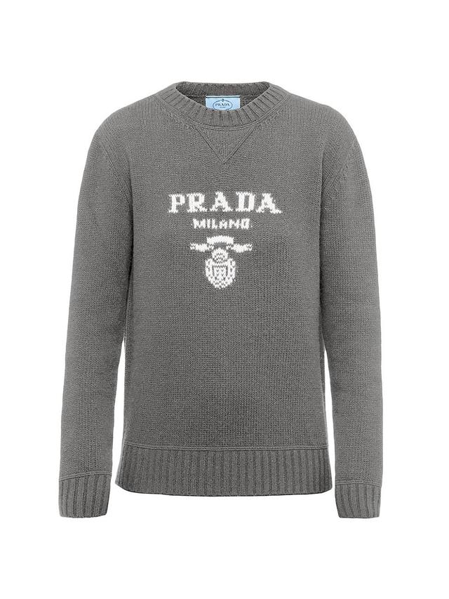 Womens Cashmere and Wool Prada Logo Crew-Neck Sweater Product Image