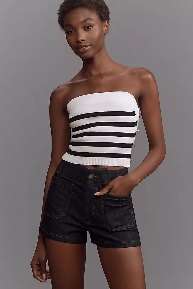 By Anthropologie Striped Side-Button Tube Top Product Image