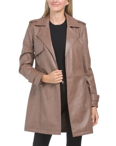 Faux Leather Topper Jacket for Women | Polyester/Leather Product Image