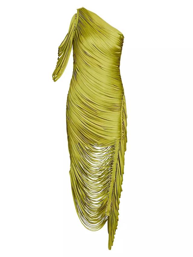 Sona One-Shoulder Draped Fringe Dress Product Image