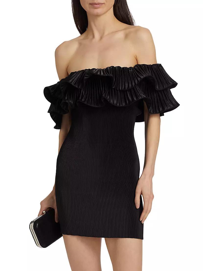 Off-The-Shoulder Pleated Minidress Product Image