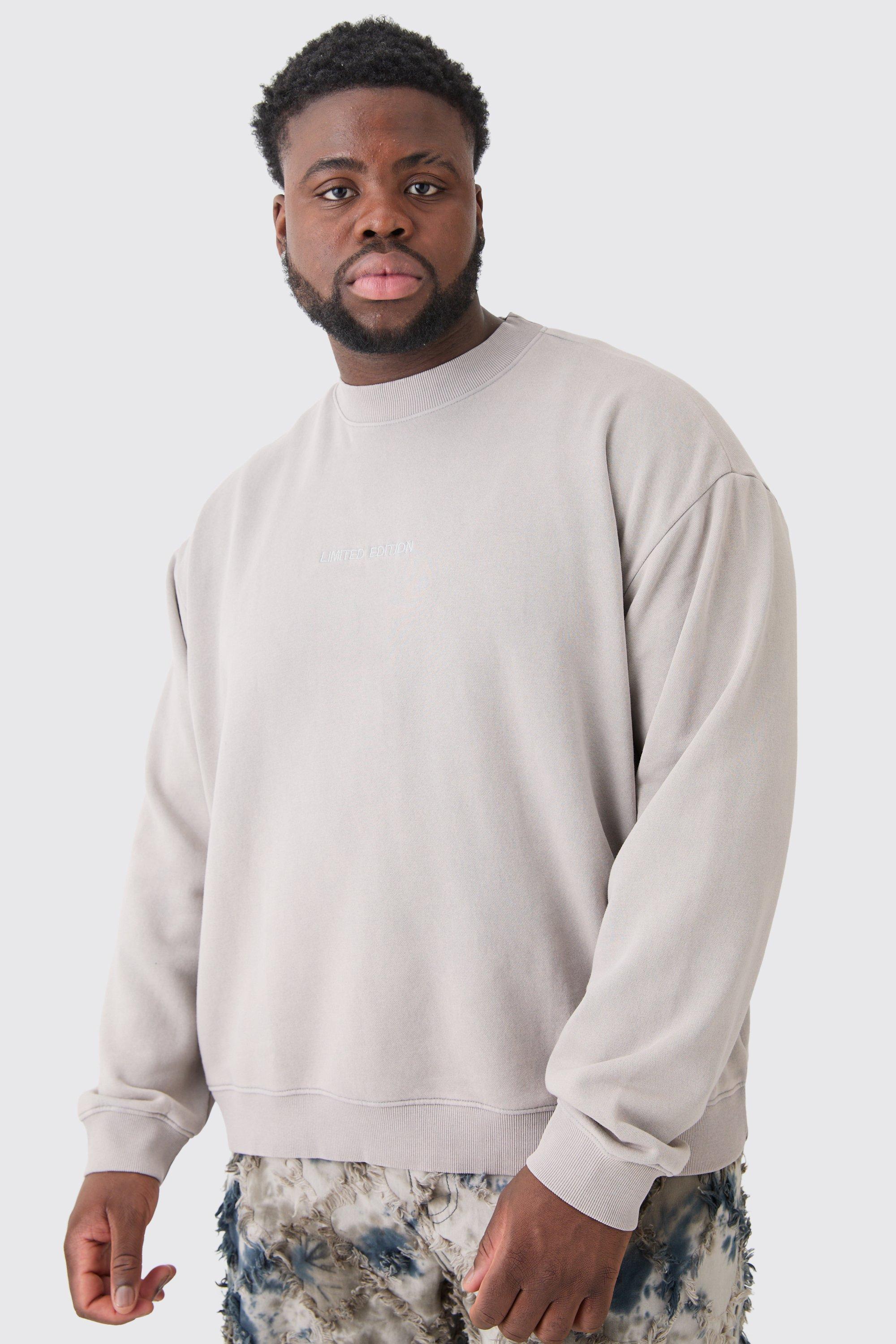 Plus Oversized Limited Boxy Laundered Wash Sweatshirt | boohooMAN USA Product Image