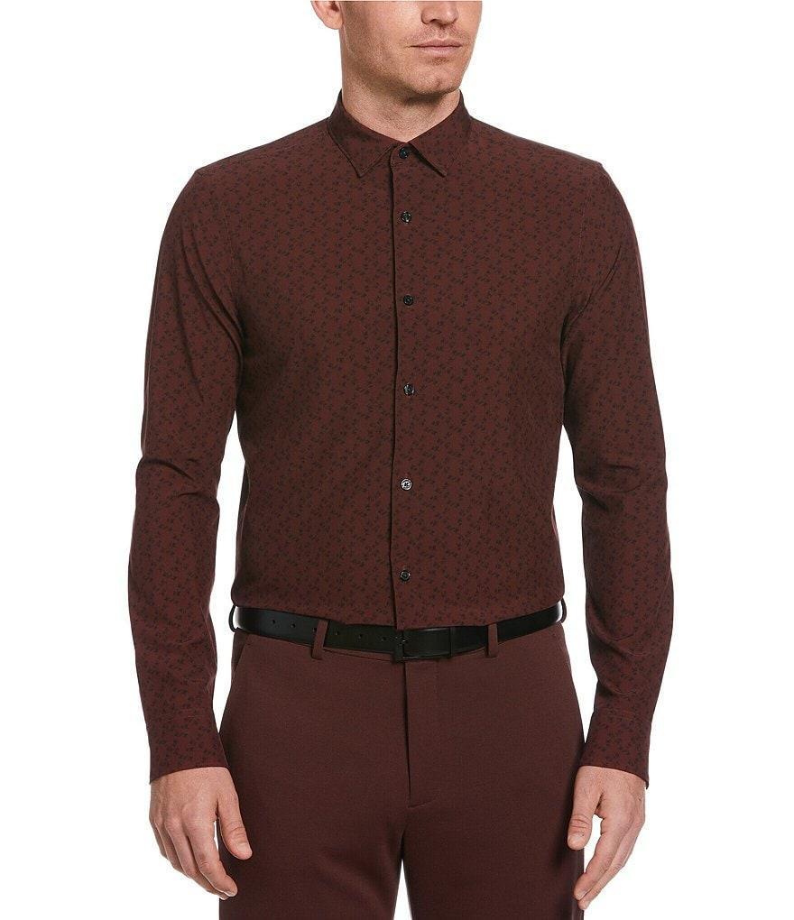 Perry Ellis Performance Stretch Allover Print Long Sleeve Woven Shirt Product Image