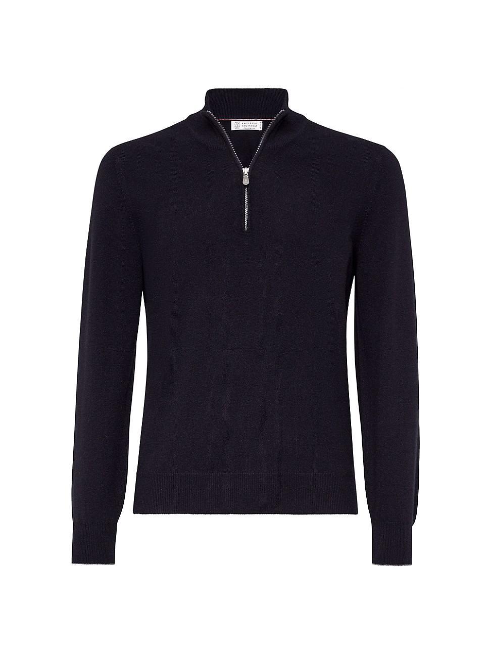 Mens Cashmere Turtleneck Sweater with Half Zip Product Image