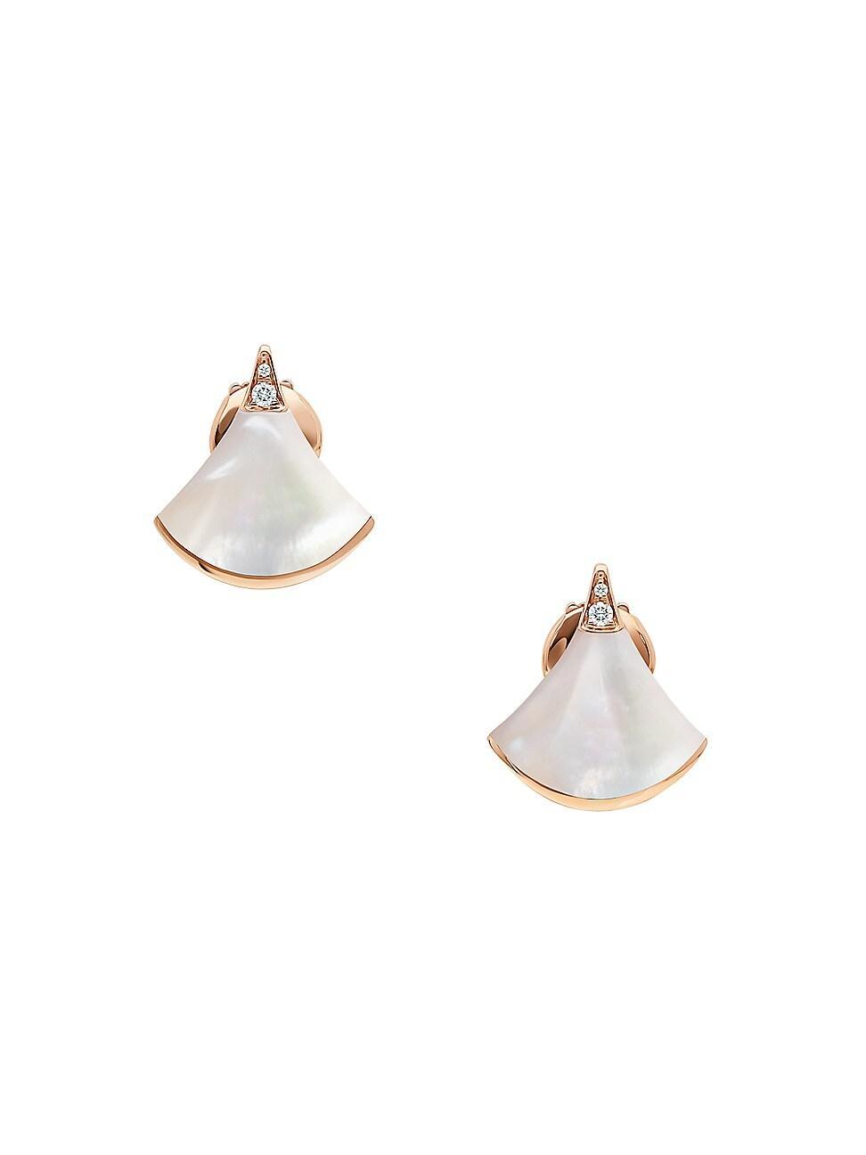 Womens Divas Dream 18K Rose Gold, Mother-Of-Pearl & Diamond Earrings - Rose Gold Product Image