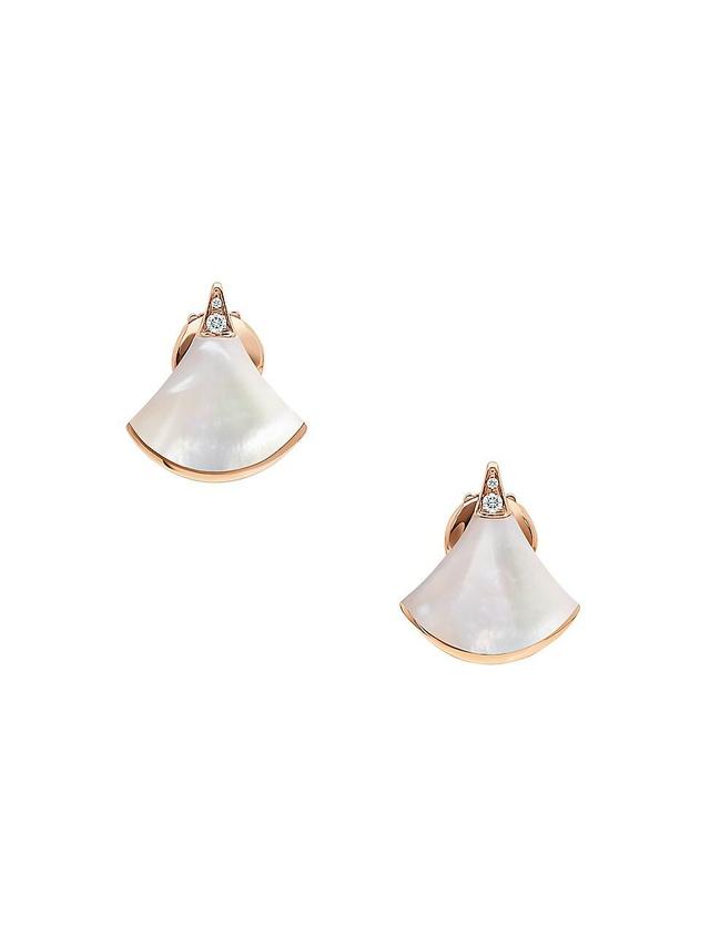 Womens Divas Dream 18K Rose Gold, Mother-Of-Pearl & Diamond Earrings - Rose Gold Product Image