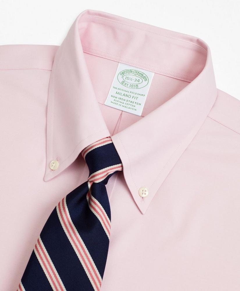 Stretch Milano Slim-Fit Dress Shirt, Non-Iron Pinpoint Button-Down Collar Product Image