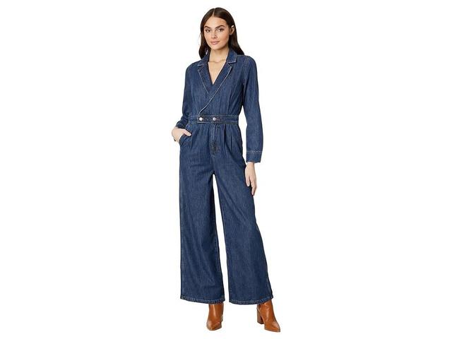 Madewell Long Sleeve Tailored Straight Leg Denim Jumpsuit Product Image