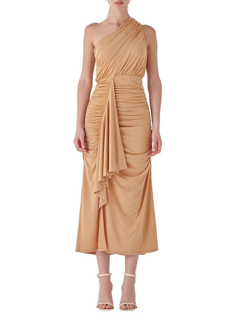 Endless Rose One-Shoulder Draped Midi Dress Product Image