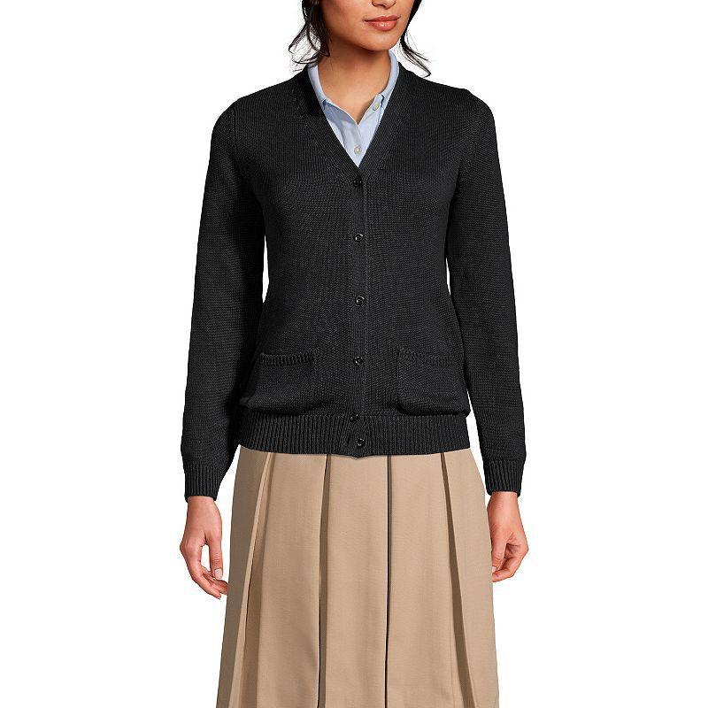 Lands End Womens School Uniform Cotton Modal Button Front Cardigan Sweater Product Image