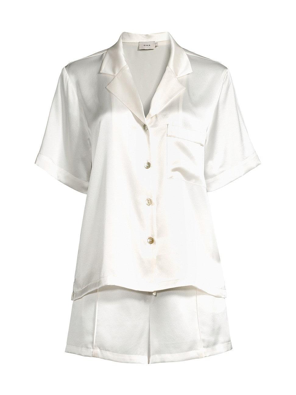 Womens Fine Finishes 2-Piece Silk Pajama Set Product Image