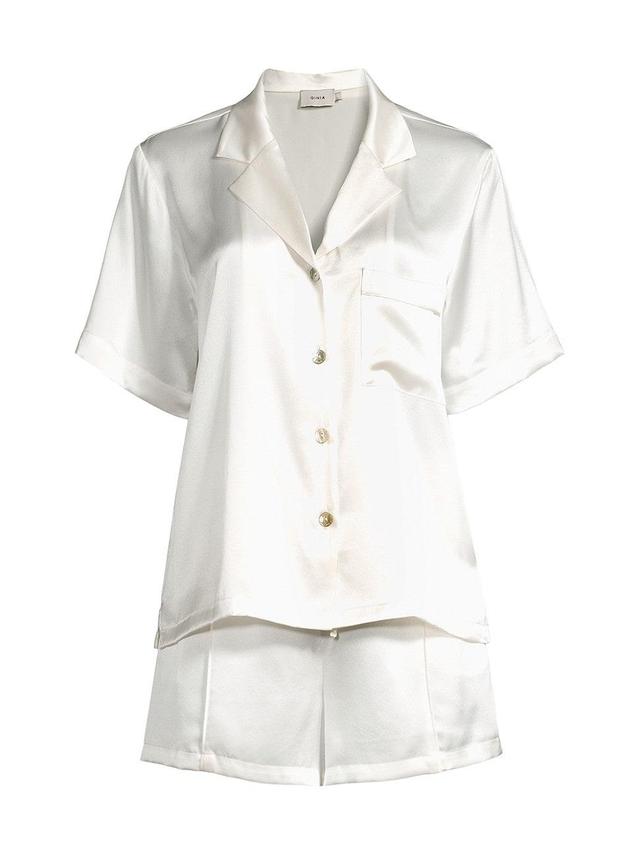 Womens Fine Finishes 2-Piece Silk Pajama Set Product Image