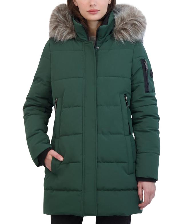 Nautica Womens Faux-Fur-Trim Hooded Puffer Coat Product Image