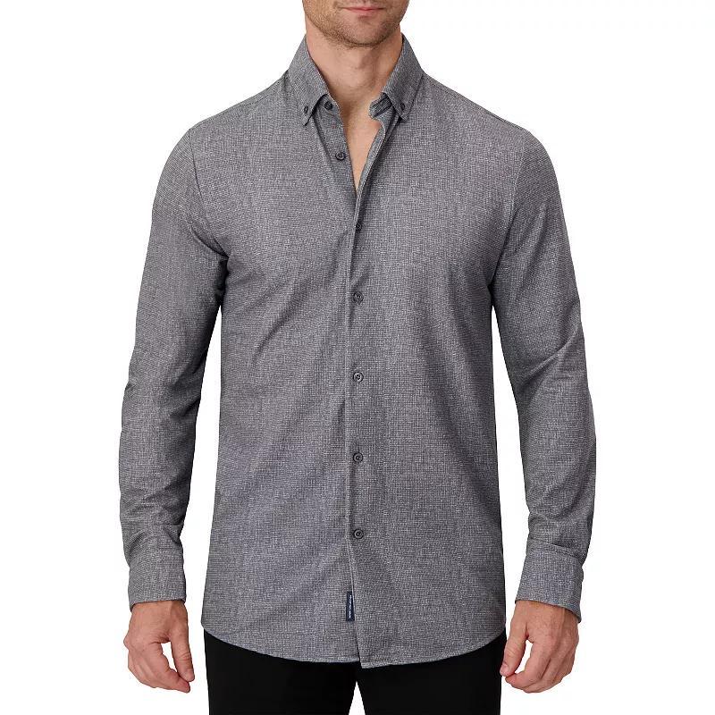 Mens Report Collection Long Sleeve Pique Print Fitted Button-Up Shirt Product Image