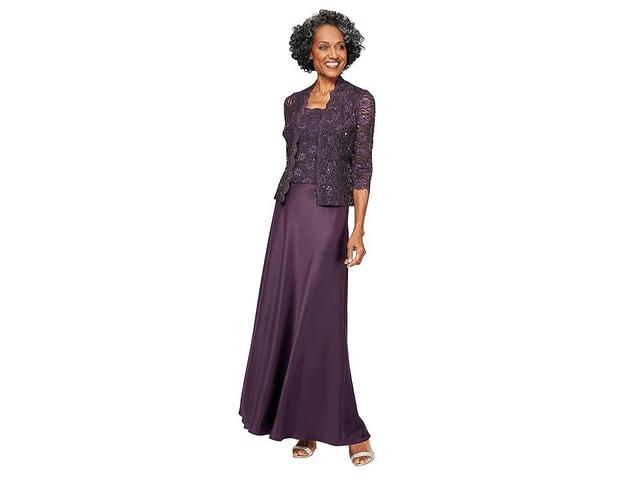 Alex Evenings Sequin Lace & Satin Gown with Jacket Product Image