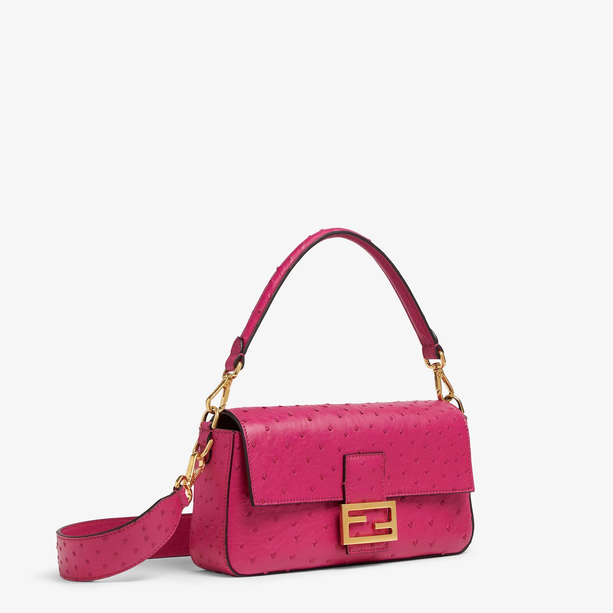 BaguetteFuchsia ostrich leather bag Product Image