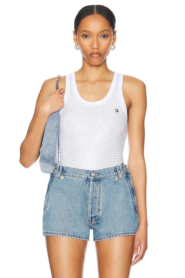 Coperni Crystal Embellished Logo Tank Top in White Product Image