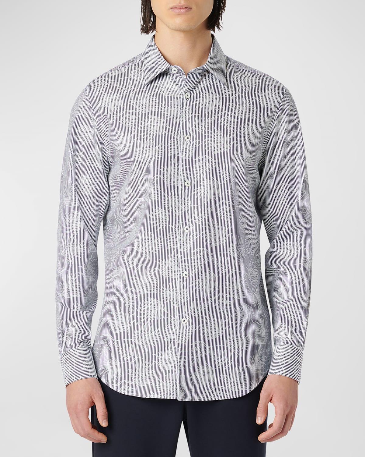 Mens Julian Pinstriped & Leaf Button-Front Shirt Product Image