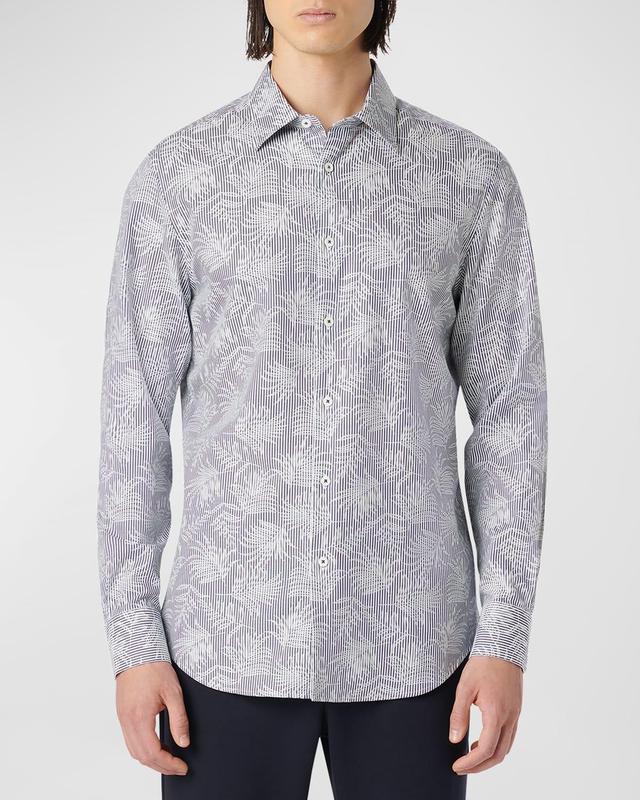 Mens Julian Pinstriped & Leaf Button-Front Shirt Product Image