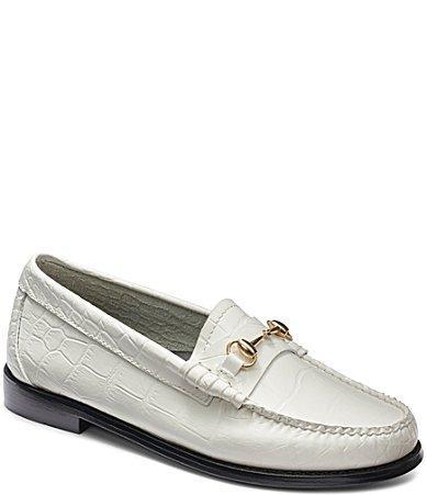 G.H. Bass Womens Lianna Bit Crocodile Embossed Leather Bit Buckle Weejun Loafers Product Image