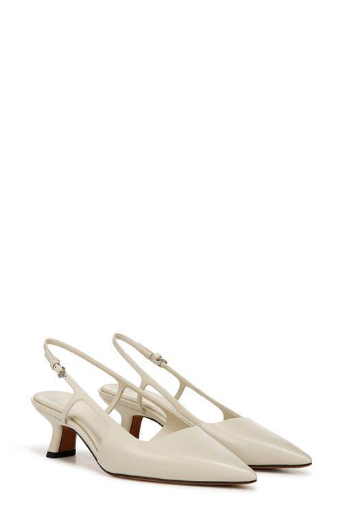 Bianca Leather Kitten Slingback Pumps In Moonlight White Leather Product Image