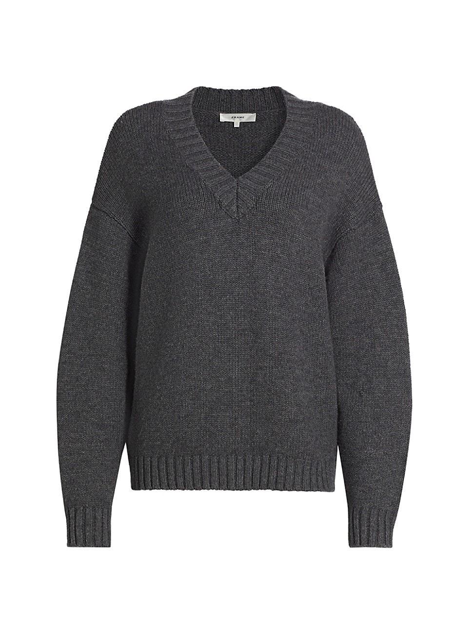 Womens Chunky Wool-Cashmere V-Neck Sweater Product Image