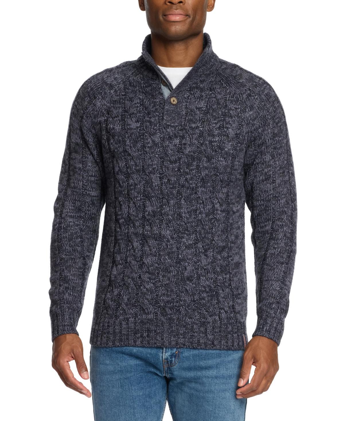 Weatherproof Vintage Mens Cable Knit Quarter Button Long Sleeve Sweater Product Image