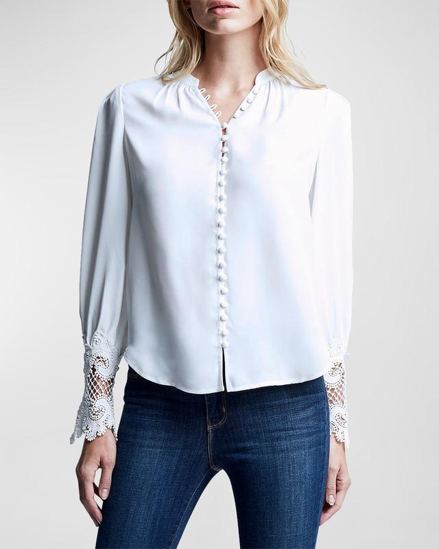 Womens Ava Lace Cuff Blouse Product Image