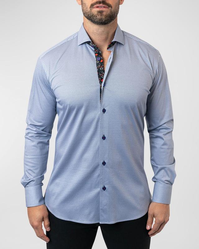 Maceoo Einstein Stretchparallel 96 Blue Contemporary Fit Button-Up Shirt at Nordstrom Product Image