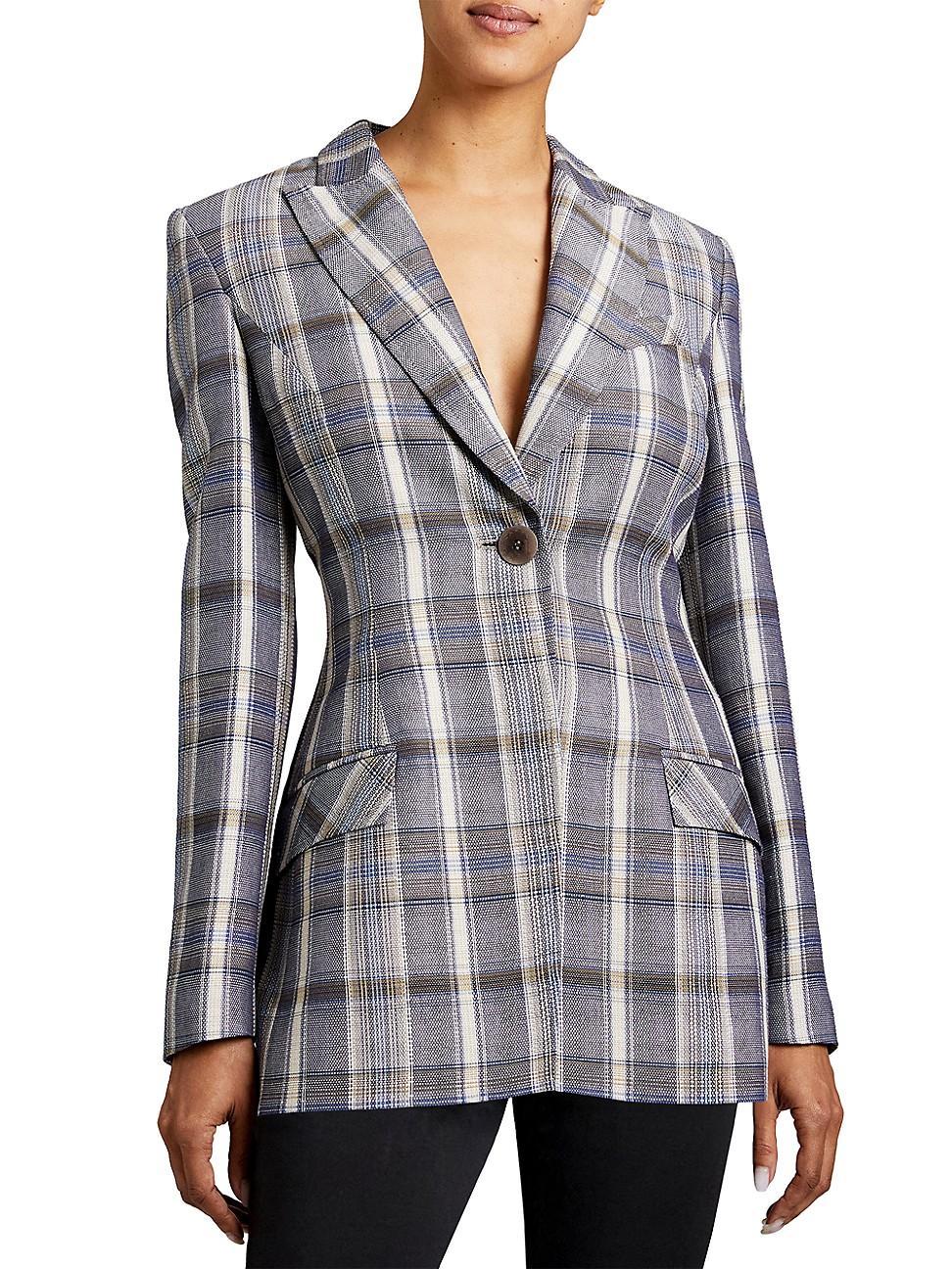 Nelli Plaid Tailored Single-Button Jacket Product Image