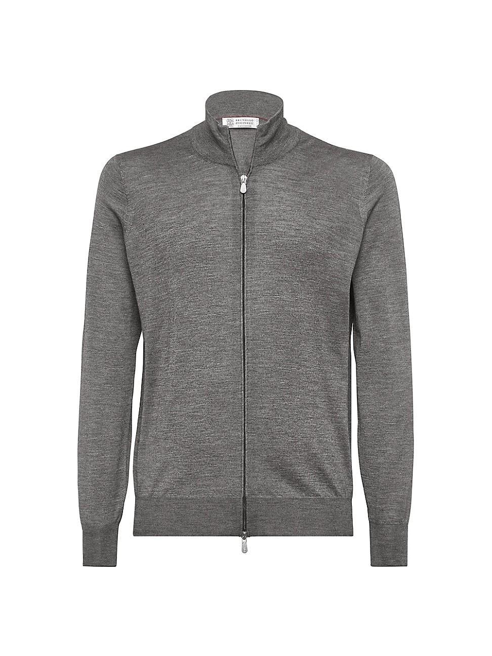 Mens Cashmere and Silk Lightweight Cardigan with Zipper Product Image