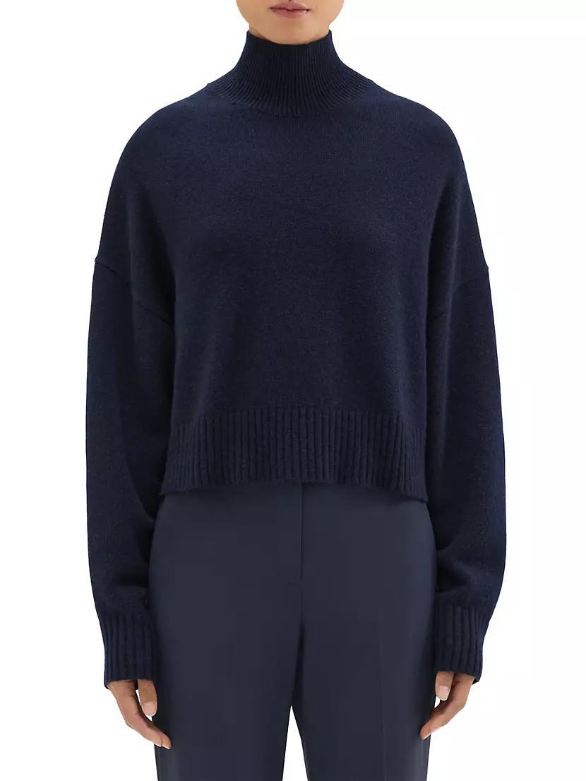 Womens Cashmere Rib-Knit Cropped Turtleneck Sweater Product Image