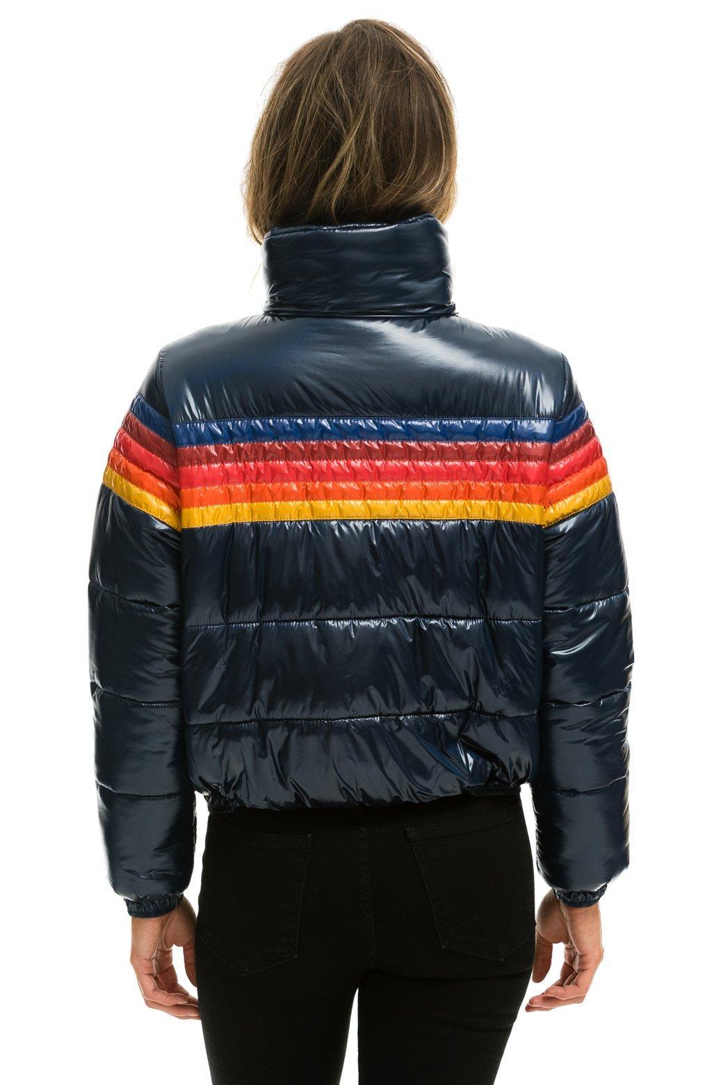 5 STRIPE LUXE APRES PUFFER JACKET - GLOSSY NAVY Female Product Image