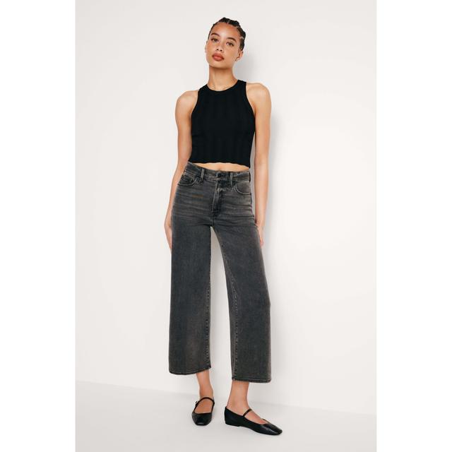 Womens Good Waist Cropped Palazzo Jeans | Flat Tummy Tech, Gap-Proof Waistband | Black, 329 Size 2 | Good American by Khlo Ka Product Image