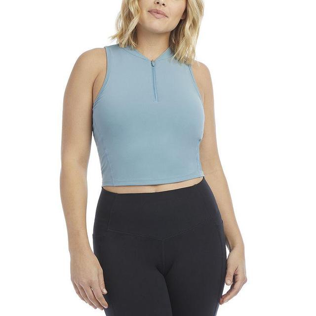 Womens Danskin Crop Zip-Front Tank Top Grey Blue Product Image