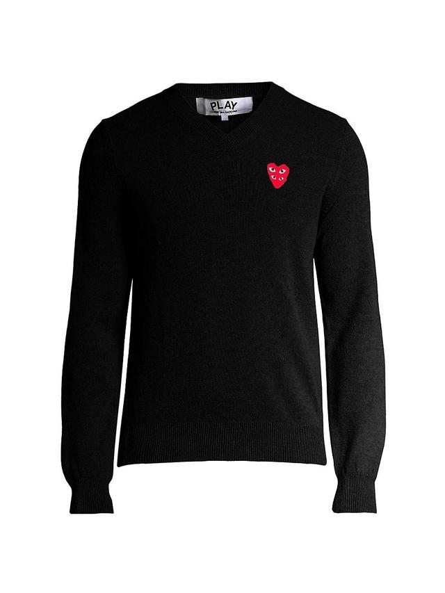 Mens Play Double Heart V-Neck Pullover Product Image