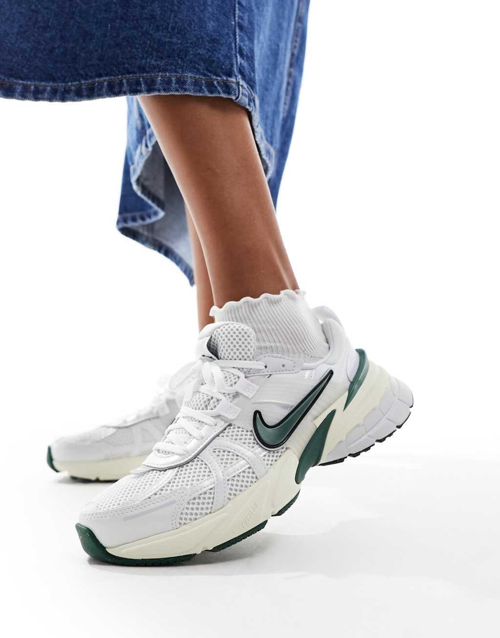 Nike V2K Run sneakers in white and green Product Image