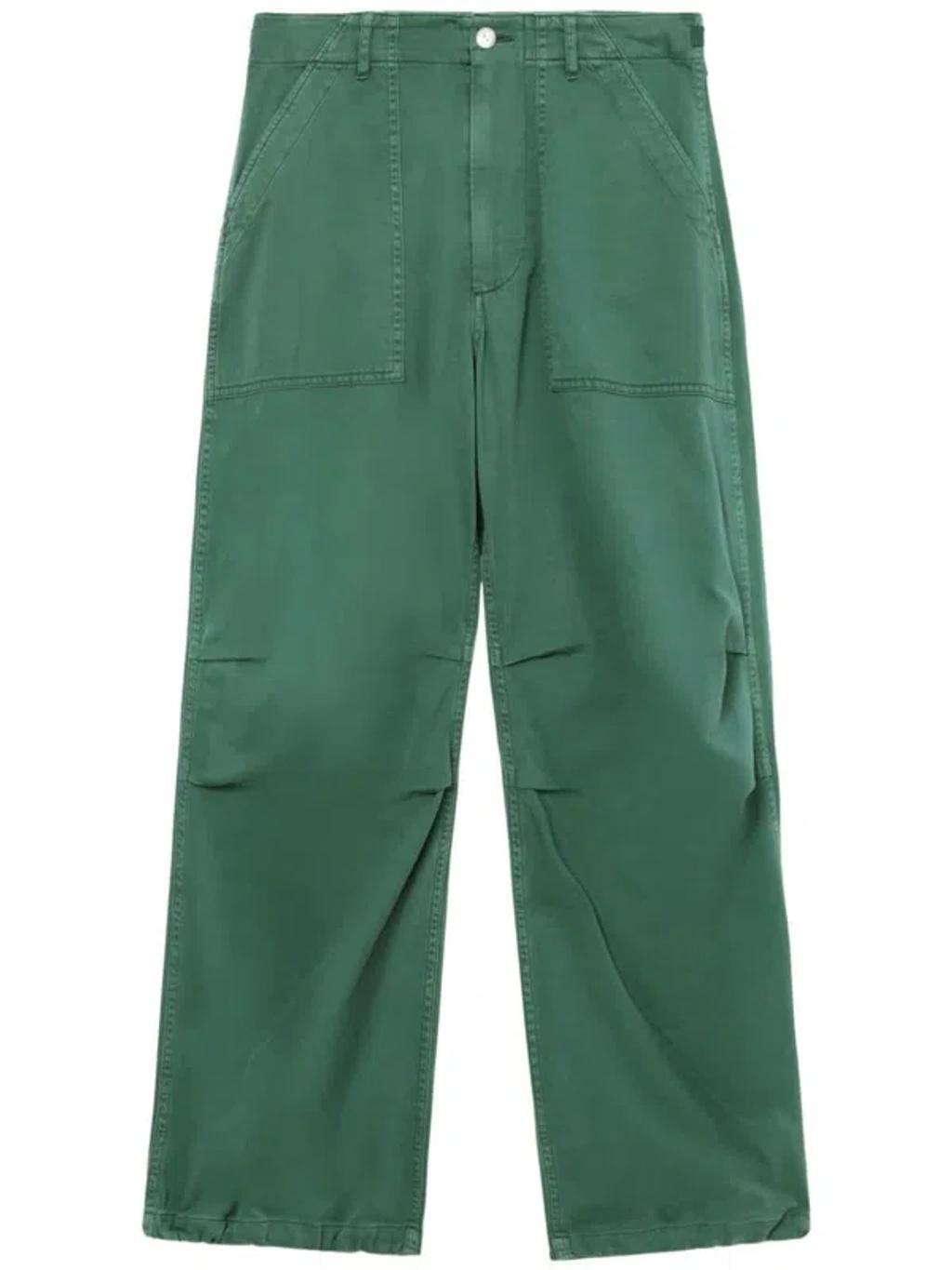 Elasticated Ankles Tapered Trousers In Green Product Image